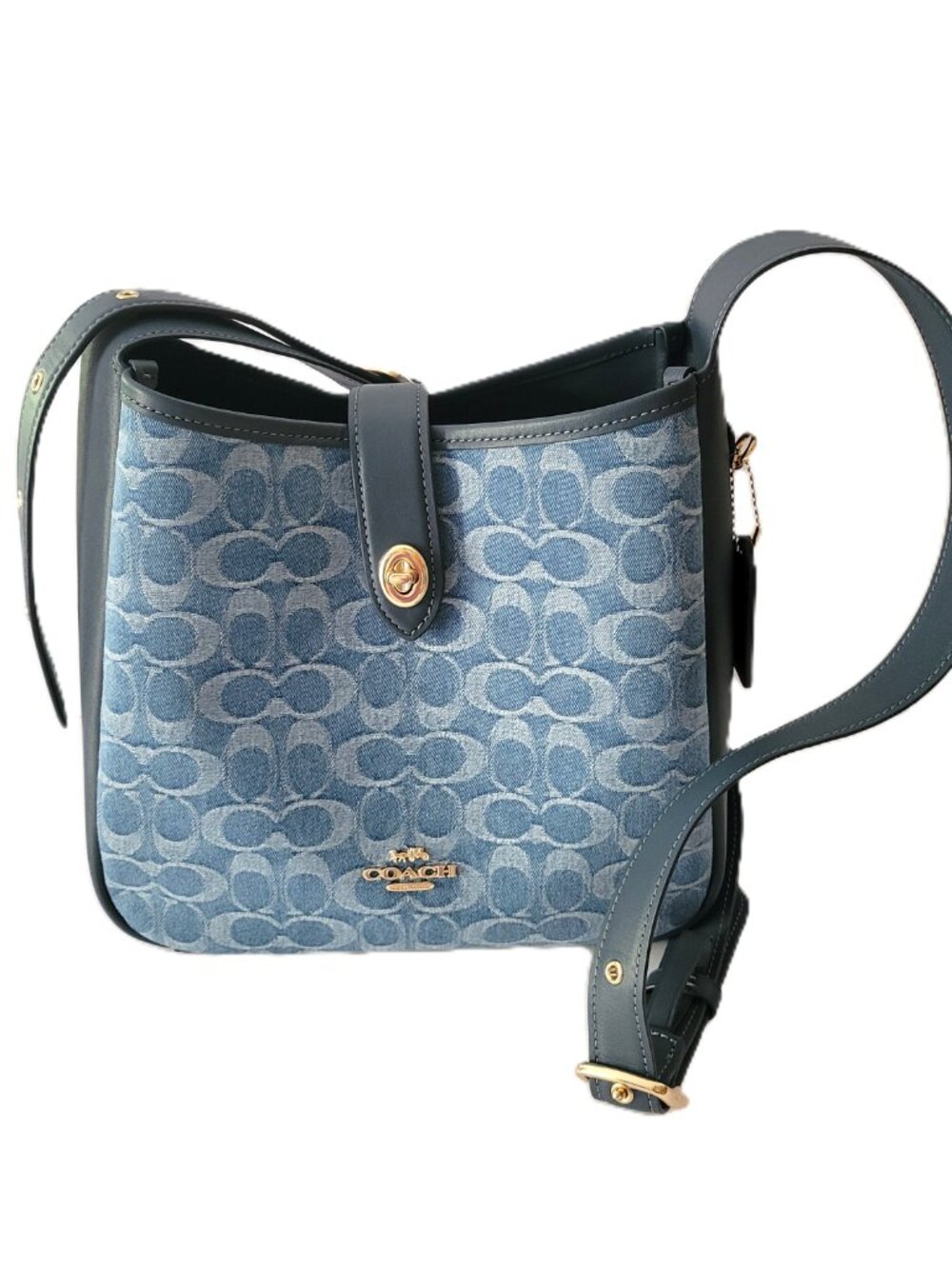Coach CDB98 Signature Denim Hadley File Bag Crossbody Handbag Indigo